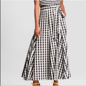 Gingham maxi skirt with bow sash